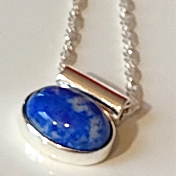 .925 Sterling Silver and Azurite Stone Pendant - Picture 10 of 11